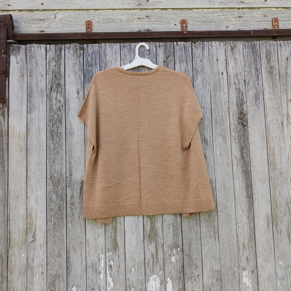 COLDWATER CREEK Cardigan XS 4-6 Merino Wool Blend Open Front Dolman Sleeve Tan - Picture 2 of 5